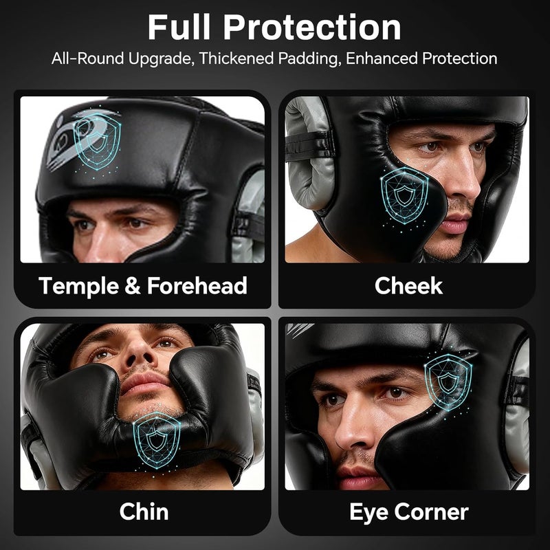 SANJOIN Boxing Headgear 1 Pack, Adjustable Boxing Head Gear Helmet for Adult Men & Kids, Closed-Type Safe, for MMA Sparring, Muay Thai, Kickboxing Training Gear, Strong Grip - Image 2